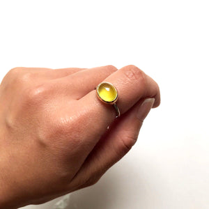 【no.29】float stainless×K18 yellow prehnite ring~金属アレルギーの有無に関わらず楽しめるアクセサリー~