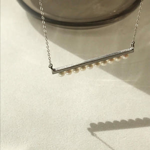 【no.29】金属アレルギーの方にもおすすめステンレスバー×淡水パールロングネックレス~ridge stainless × pearl long necklace~