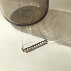 【no.29】金属アレルギーの方にもおすすめステンレスバー×淡水パールロングネックレス~ridge stainless × pearl long necklace~