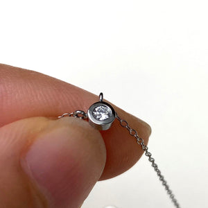 (no.29)ステンレスダイヤモンドネックレス~dot stainless necklace=ラボグロウンダイヤモンド使用 
