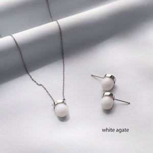  (no.29) drop pierce ~ホワイトアゲートステンレスピアス~
