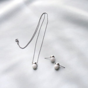 (no.29) drop white agate  necklace ~ホワイトアゲート＆ステンレスネックレス~