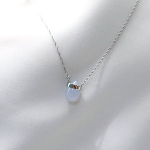 (no.29) drop  blue chalcedony necklace ~ブルーカルセドニー＆ステンレスネックレス~