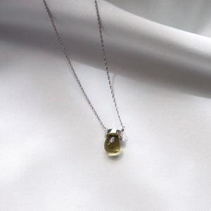 (no.29) drop lemon quartz necklace ~レモンクオーツ＆ステンレスネックレス~