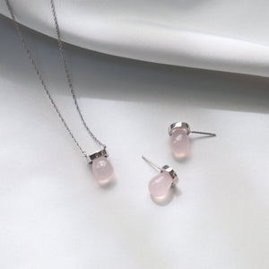 (no.29) drop rose quartz necklace ~ローズクオーツ＆ステンレスネックレス~