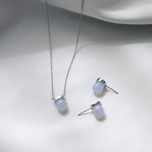 (no.29) drop  blue chalcedony necklace ~ブルーカルセドニー＆ステンレスネックレス~