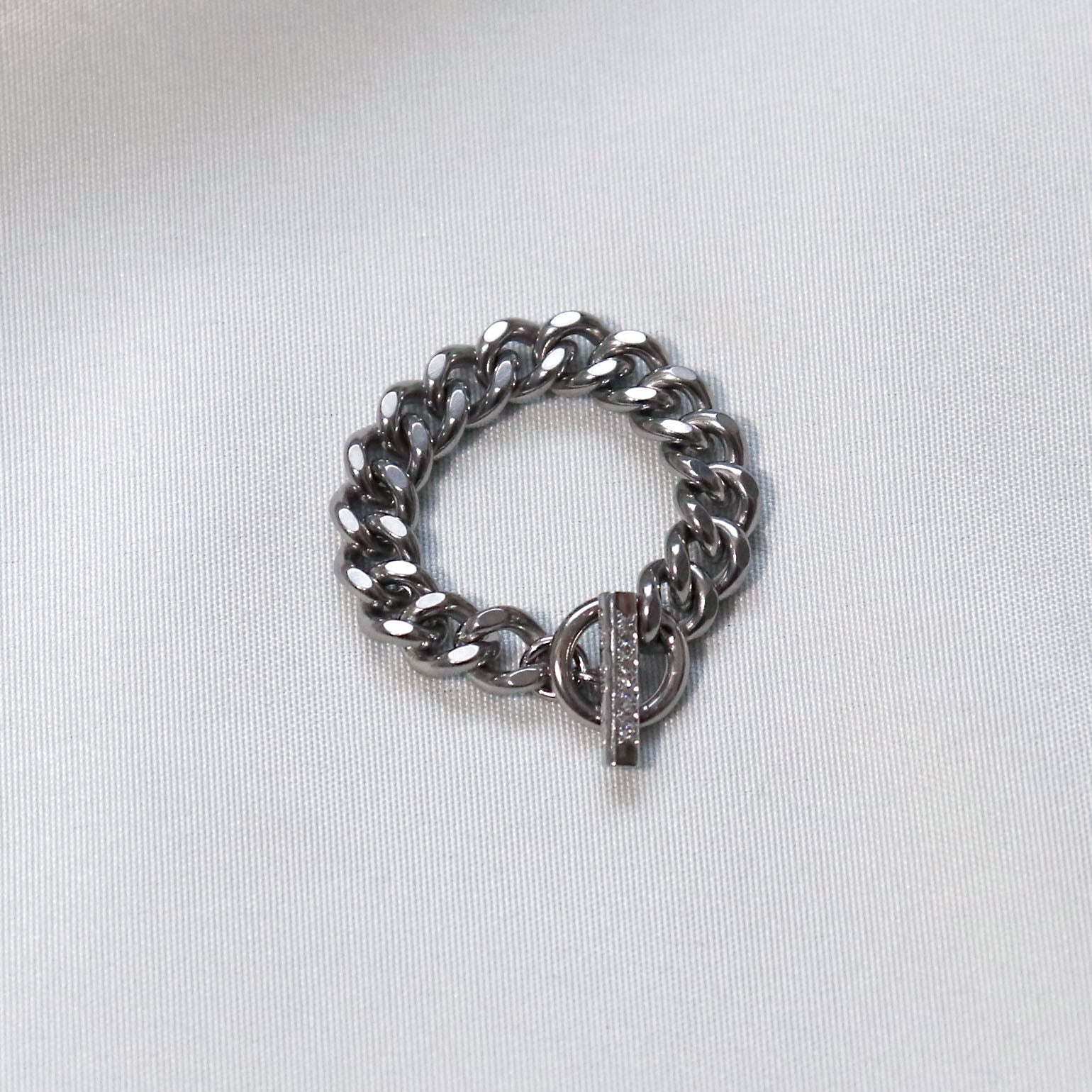 no.29)connect curve chain ring (stainless × diamond) ステンレス 