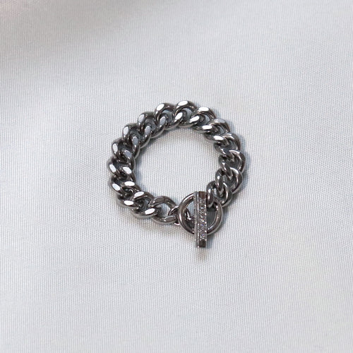 connect curve chain ring (stainless × diamond)