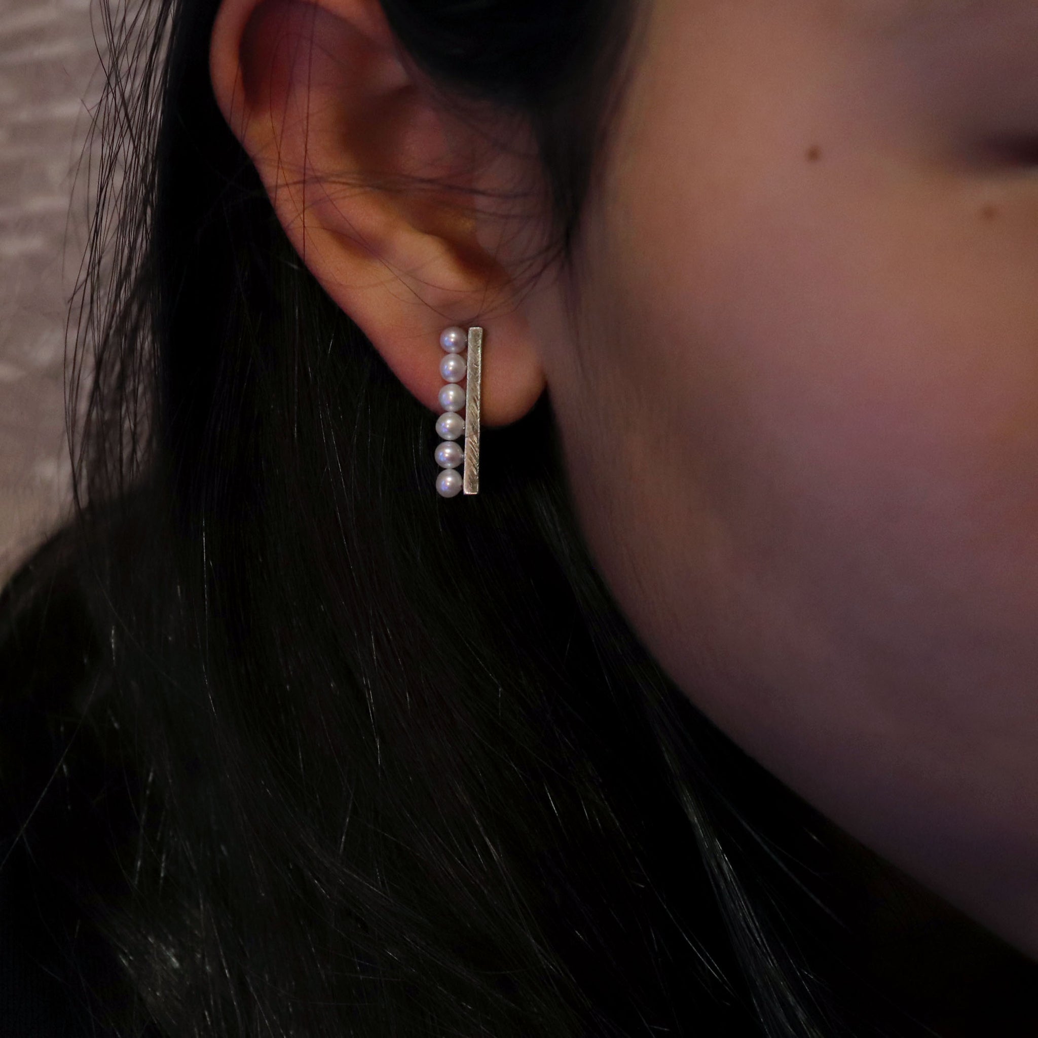 ridge stainless×pearl earring S | no.29 ステンレスアクセサリー