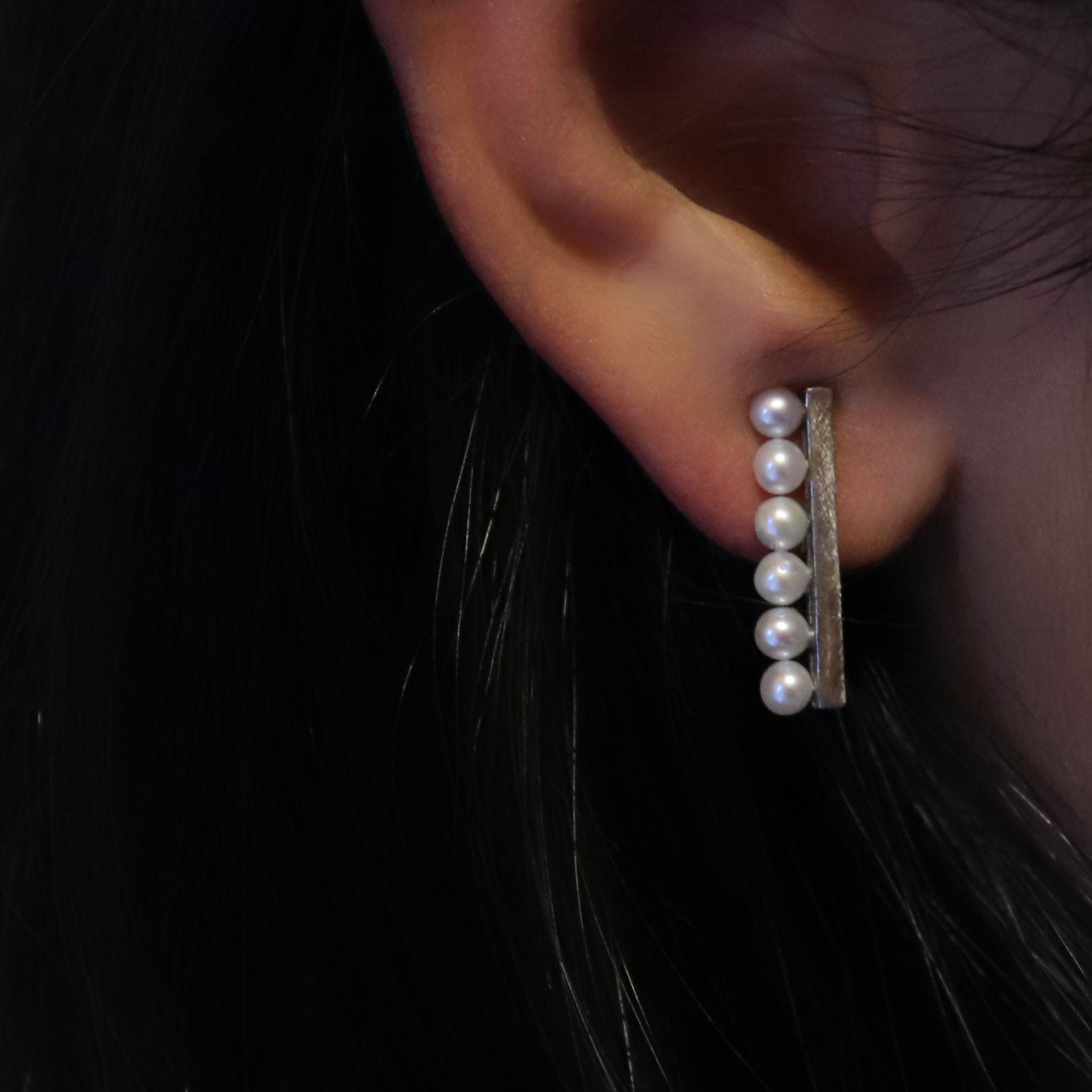 ridge stainless×pearl earring S | no.29 ステンレスアクセサリー
