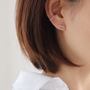 【no.29】ステンレス×ダイヤモンドバーピアス~connect stainless×diamond pierced earring L（single）~