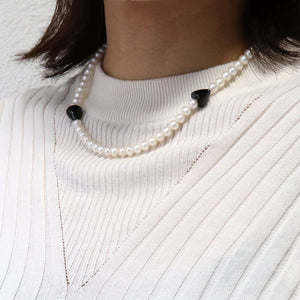 【no.29】パール&スピネルショートネックレス~knot pearl & black spinel necklace~  