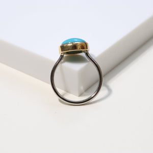 【no.29】float stainless×K18 turquoise ring~金属アレルギーの有無に関わらず楽しめるアクセサリー~