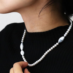 knot pearl & dendrite opal necklace