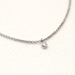 no.29 ステンレス＆ダイヤモンドネックレス~dot stainless necklace 2~ラボグロウンダイヤモンド使用 