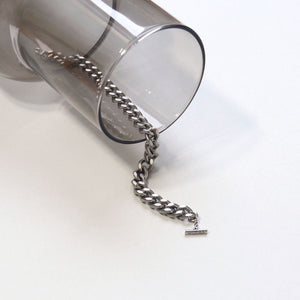 no.29ステンレス＆ダイヤモンドカーブチェーンブレスレットL~connect curve chain bracelet L~