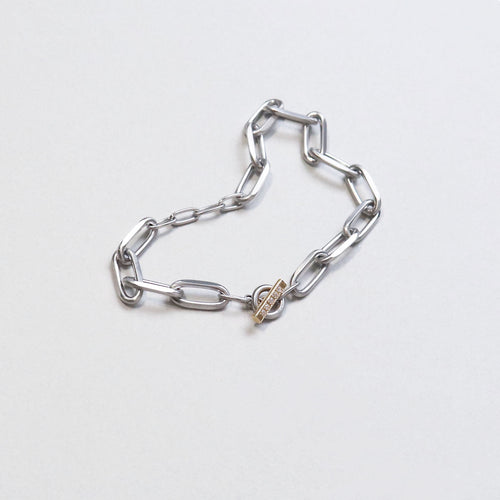 no.29 K18&ステンレスチェーンブレスレット~connect chain bracelet K18×diamond~