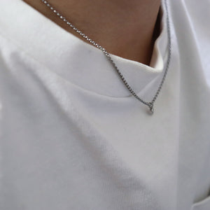 no.29 ステンレス＆ダイヤモンドネックレス~dot stainless necklace 2~ラボグロウンダイヤモンド使用 ４５cm着用