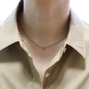 no.29 ステンレス＆ダイヤモンドネックレス~dot stainless necklace 2~ラボグロウンダイヤモンド使用 40cm着用