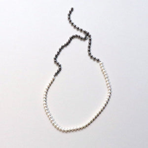 (no.29) plus stainless ball chain ＆ pearl necklace ~パール＆ボールチェーンステンレスネックレス~