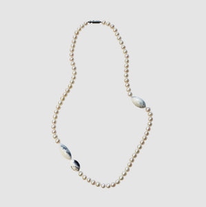 【no.29】デンドライトオパール&パールショートネックレス~knot pear & dendrite opal necklace~