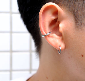 【no.29】ステンレス×ダイヤモンドイヤーカフ~connect stainless diamond ear cuff (single) ~