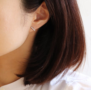 【no.29】ステンレス×ダイヤモンドバーピアス~connect stainless×diamond pierced earring L（single）~
